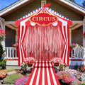 Circus Carnival Party Decorations Set with Red Fringe Curtain and Banners