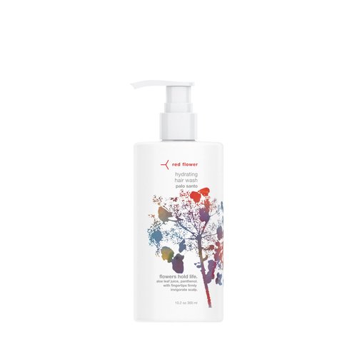 Red Flower Palo Santo Hydrating Hair Wash – Sulfate-Free Moisture Boost Shampoo with Coconut Glycerin & Pro-Vitamin B5, Aromatherapeutic Essential Oil Blend for All Hair Types (10 oz)