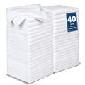 TEAWOO 40 Pack White Coral Velvet Washcloths Bulk, Highly Absorbent and Soft Face Towels, Multi-Purpose Wash Cloths & Hand Towels for Bathroom, Hotel, Spa and Gym, 12 x 12 inches