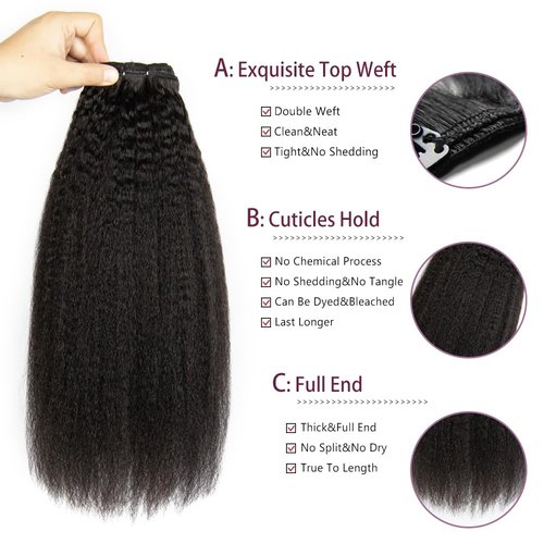 KRN Clip in Real Human Hair, 136g 8pcs Natural Black Hair Extensions Clip ins for Black Women Full And Thick Kinky Straight Clip in Human Hair Extensions 20 Clips Easy to Wear 14 Inch