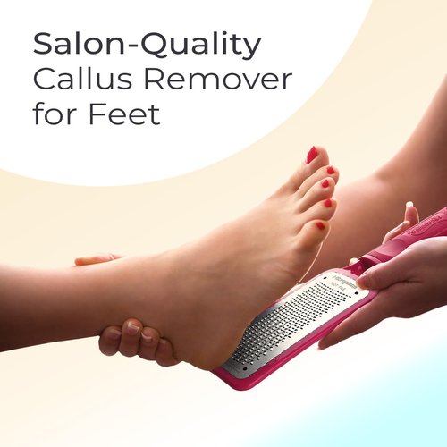Microplane Colossal Foot File - Original Stainless Steel Callus Remover & Gentle Foot Scrubber | Pink Pedicure Tool