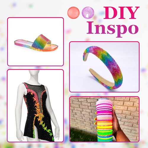 Blinginbox Flatback Glass Rhinestones,Neon Gems 1440pcs Non Hotfix Crystal Rhinestones for Nail Crafts Clothes Tumblers Face Makeup,Rose Neon,SS20