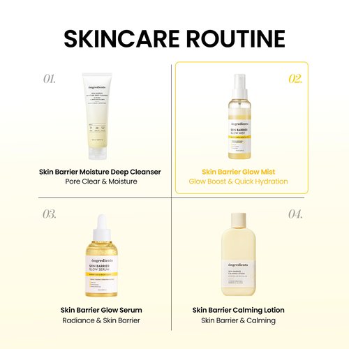 ONGREDIENTS Skin Barrier Glow Mist, Dual-Layer Facial Mist, 98% Pure Glutathione, Multi-Peptide, Centella, Ultra-Fine Spray, Cooling, Dry and Sensitive Skin, Korean Skin Care, 3.38 fl. oz. / 100ml