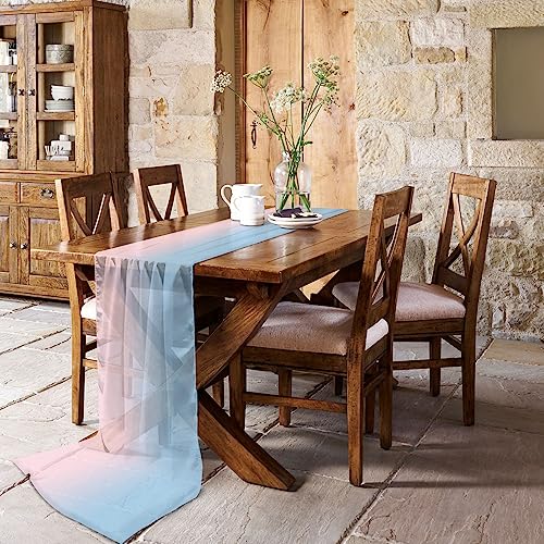 Pink Blue Ombre Chiffon Table Runner 10ft Wedding & Event Decor