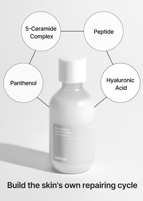 celimax Dual Barrier Creamy Toner | with Ceramides, Peptide, Oil & Alcohol Free, Facial Astringent, Long Lasting Hydration, Calming, Soothing, Non Irritating,150ml