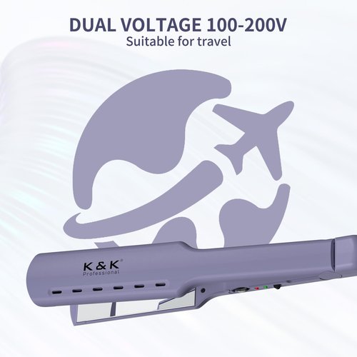 K&K 1.73 Hair Straightener for Thick Hair, Extra Wide Flat Iron with Adjustable Temperature(290-450℉) Ceramic Coated Floating Panel, 30s Fast Heating, Dual Voltage, for Thick Curly Hair