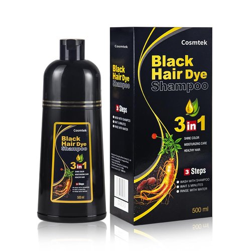 Regine Switzerland Black Hair Dye Shampoo - Herbal, Ammonia-Free Formula for 100% Gray Coverage | 16.9 Fl Oz