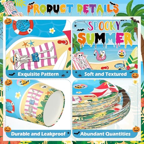 Summer Halloween Skeleton Party Supplies Set - 168 Pieces for Spooky Celebration