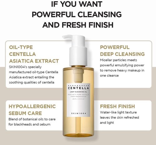SKIN1004 Madagascar Centella Tone Brightening Capsule Ampoule 100ml and Light Cleansing Oil 200ml Bundle