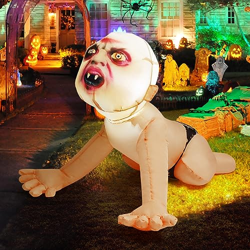 5 FT Halloween Inflatable Ghost & Zombie Baby Yard Decorations with LED Lights
