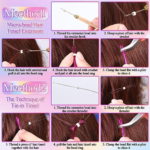 25 Colors Fairy Hair Tinsels Kit - 5000 Glitter Strands for Hair Extensions & Styling