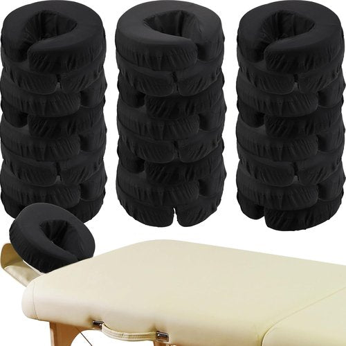 Macarrie 24 Pcs Microfiber Face Cradle Covers - Soft, Reusable & Oil-Proof for Massage Tables | Black