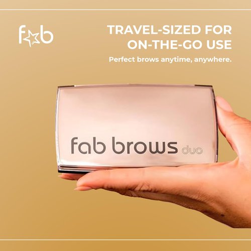 Fab Brows Duo Eyebrow Kit, Ultimate Brow Stencil Kit with Compact Powder Mirror and Eyebrow Shaper, Waterproof Eyebrow Makeup Kit Contour Palette, Eyebrow Cosmetics, (Light/Medium Brown)