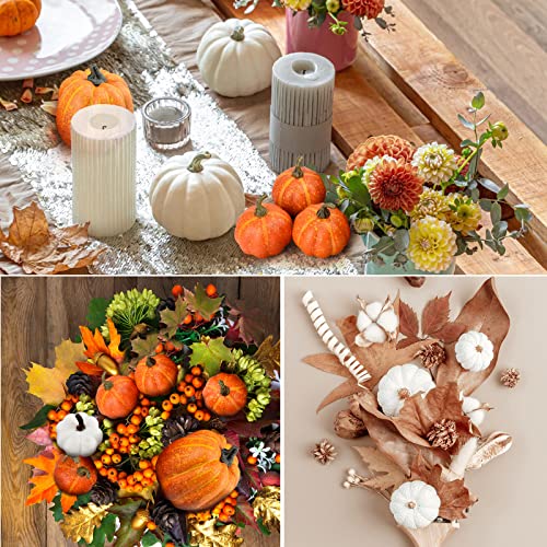Artificial Pumpkin Fall Harvest Foam Decor Set - 7 Pieces for Halloween & Autumn