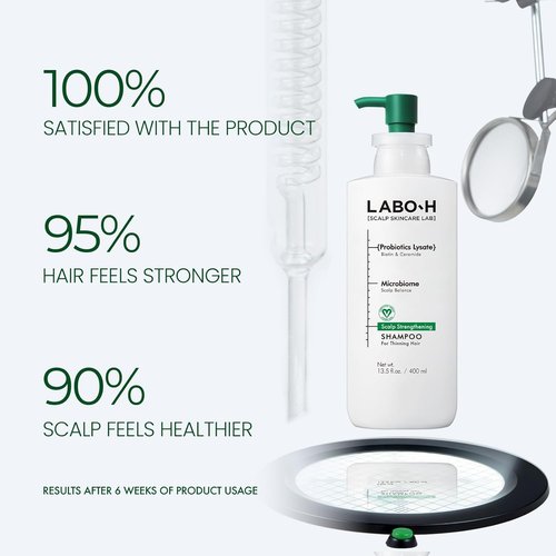 LABO.H Scalp Strengthening Shampoo - Hair Growth & Anti-Loss Formula | Vegan Ceramide, Rosemary Oil, 13.5 Fl. oz.