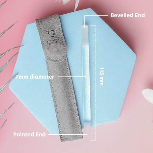 BONA FIDE BEAUTY Glass Cuticle Pusher - Dual-Ended Manicure Tool - Premium Czech Quality