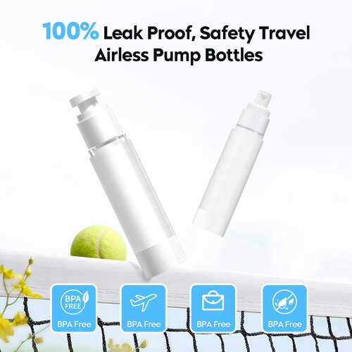 Rusikia Acrylic Travel Bottles for Toiletries with Label 1.7 Oz 50ml Empty Refillable Leakproof Travel Bottles Lotion Dispenser for Hand Cream Liquids Makeup Skincare - 2Pack