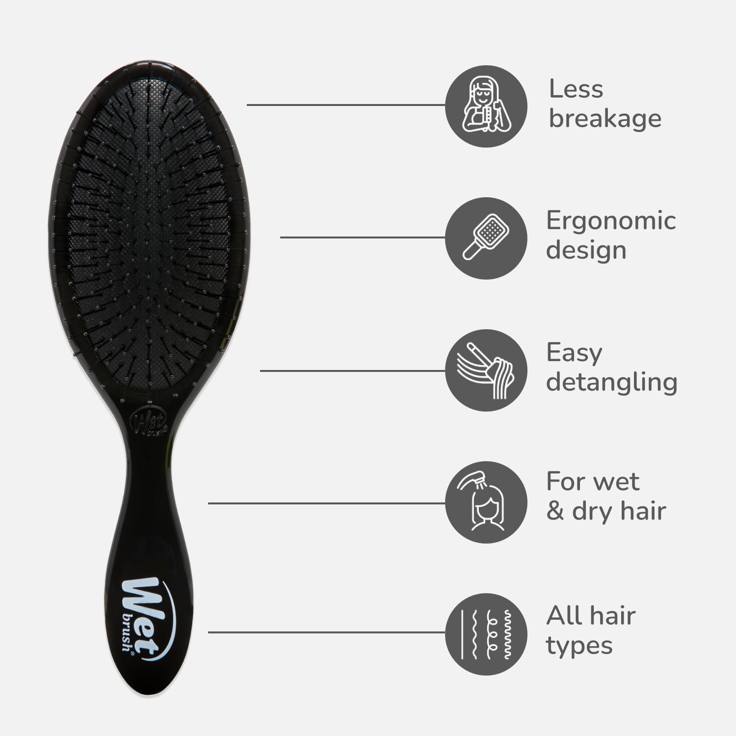 Wet Brush Original Detangling Hair Brush - Ultra-Soft IntelliFlex Bristles for Effortless Tangle Removal | Classic Black