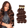 FuivJuix #4 Brown Bundles Body Wave Bundles Human Hair 14 16 18 Inch Brazilian Virgin Hair Chocolate Body Wave Bundle Human Hair Extensions 150 Gram