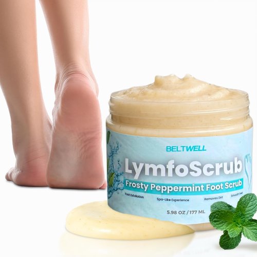 Beltwell® LymfoScrub™ Frosty Peppermint Body Scrub & Foot Cream - Gentle Exfoliator for Sensitive, Cracked Feet