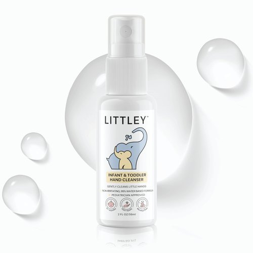 Think Smarter Products Littley Infant & Toddler Hand Cleanser with Hypochlorous Acid, Gently Cleans Dirt & Germs, Non-Toxic & Alcohol-Free, Safe for Sensitive Skin, 2oz Travel-Size Spray Bottle