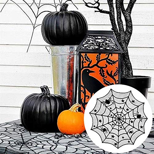 40 Inch Black Lace Spider Web Tablecloth Halloween Party Decor