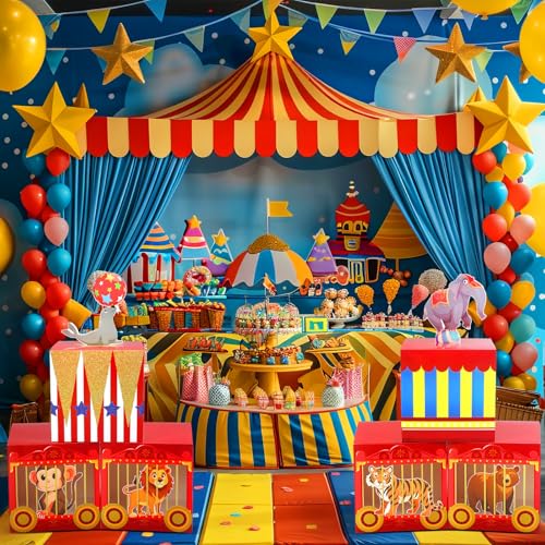 Circus Party Decorations Set - 6 Large Gift Boxes with Animal Cards