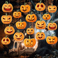 Halloween Hanging Pumpkins Decor Set - Outdoor Jack O Lantern Ornaments, 12 Pieces, Waterproof, 8.5x9 Inches