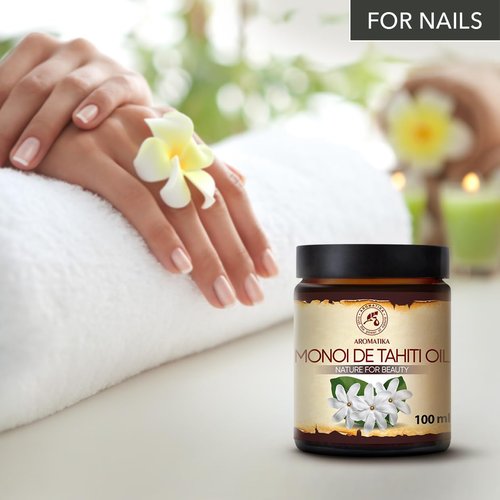 AROMATIKA Monoi de Tahiti Carrier Oil - Pure Cold Pressed Coconut Oil for Face & Body Care - 3.4 Fl Oz