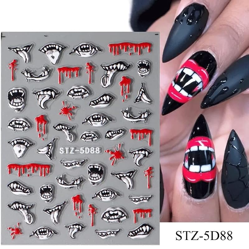 Halloween Nail Art Stickers - Spooky Skull Spider Evil Eye Designs - Halloween-1