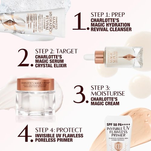 Charlotte Tilbury Magic Cream with Hyaluronic Acid - Hydrating Face Moisturizer for Dry Skin - Anti-Aging Face Cream with Vitamins C & E, Peptides to Smooth & Firm for Perfect Makeup Base (30ml)