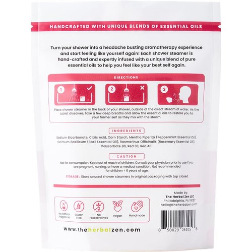 Head Hug Shower Steamers Aromatherapy for Relief - USA Made Valentines Day Gift for Her and Him - Peppermint & Rosemary Shower Bomb Tablets – Soothing Natural Essential Oils (10 Pack)