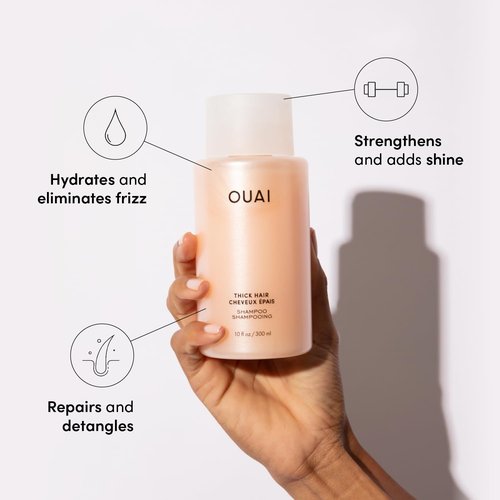 OUAI Thick Hair Shampoo & Conditioner Set - Sulfate-Free Formula for Moisturizing & Strengthening - 10 Fl Oz