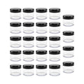 24 Pcs 15ml/0.5oz Small Travel Containers Clear Plastic Cosmetic Jar Refillable Roun for Beauty Lotion Cream Products Sample Bottles Black Plastic With Screw on Lid Container