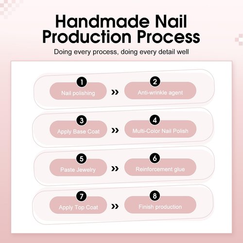 JODSONE Pink Square Press on Nails 3D Handmade Cat Eye Reuseable Fake Nail Tips Ready to Wear - Medium