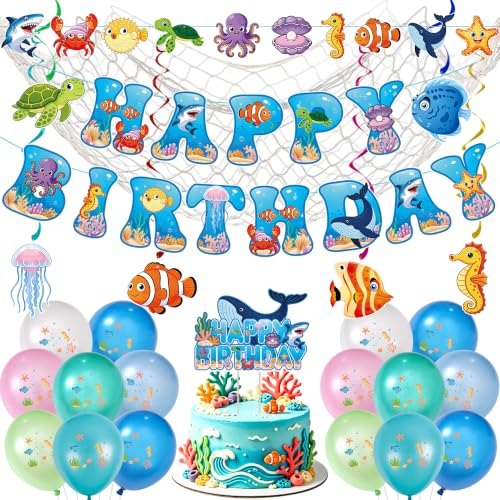 Ocean Birthday Party Decorations Kit for Boys and Girls - Undersea Theme