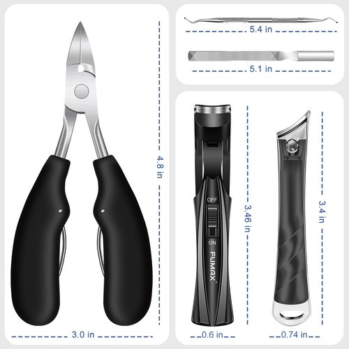 2026 Toenail Clippers for Thick Toenails for Seniors, Angled Large Nail Clippers Set for Men, Heavy Duty Ingrown Toe Nail Clippers with Wide Opening, Long Handle, Ergonomic Head, Gifts for Men & Women