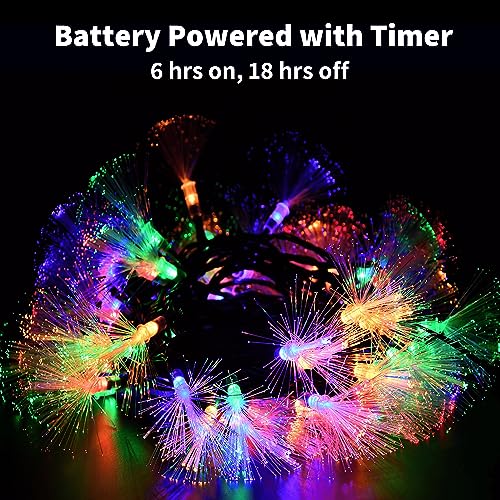 Multicolor Fiber Optic Fairy Lights 33FT Battery Operated with Timer for Christmas Wedding Garden