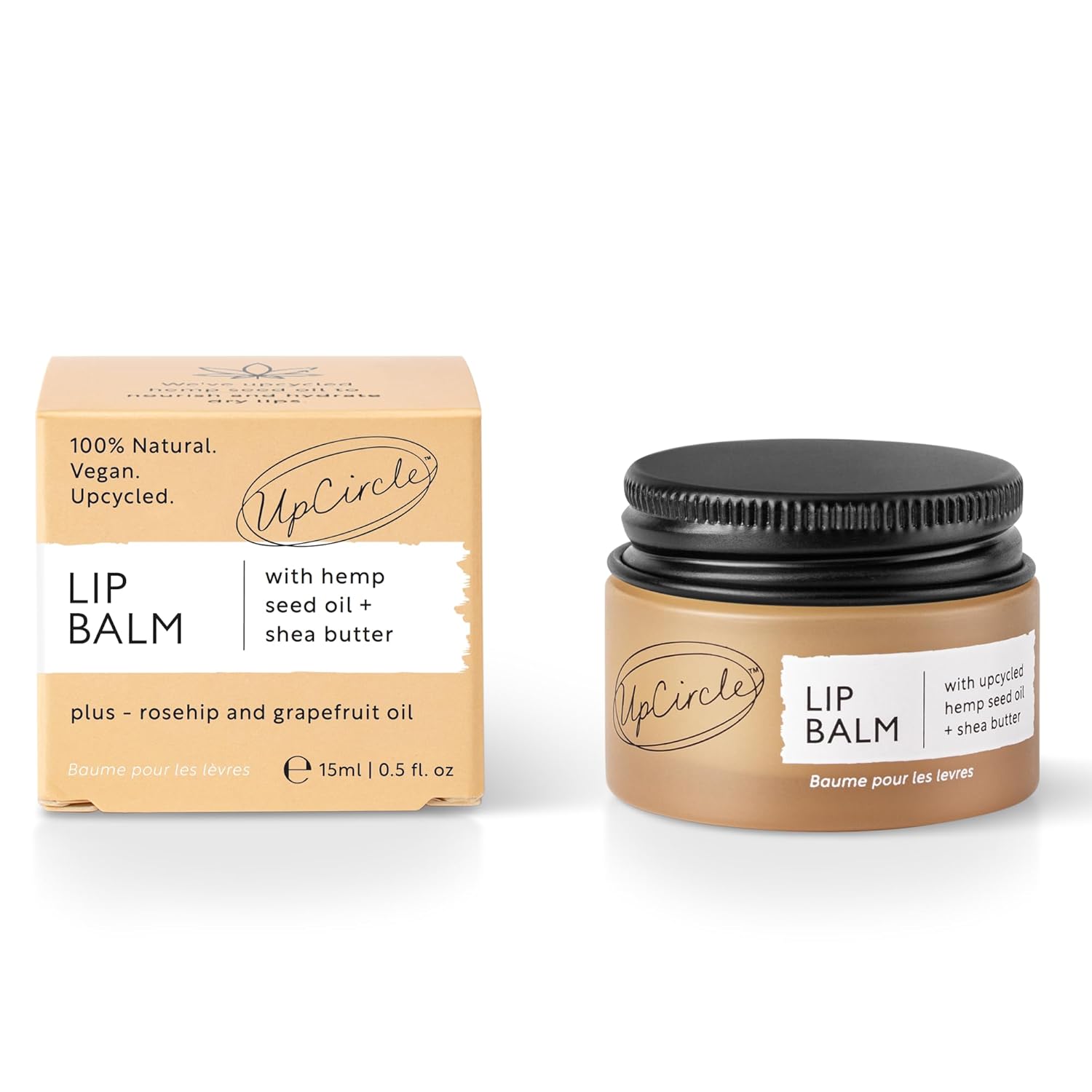 UpCircle Lip Balm - Hydrating & Plumping Formula with Hemp Seed Oil & Shea Butter 15ml | Natural, Vegan & Cruelty-Free
