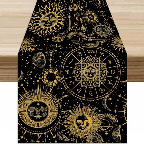 Sun Moon Table Runner W13X L36 Moon Style - 14 Boho Celestial Astral Decor