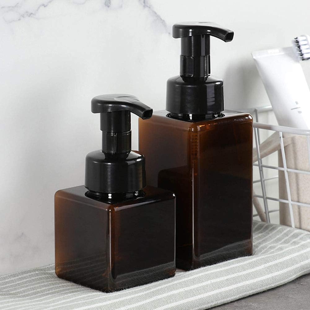 UUJOLY Foaming Soap Dispenser - 450ml Refillable Pump Bottle for Liquid Soap & Shampoo | Amber (2 Pcs)
