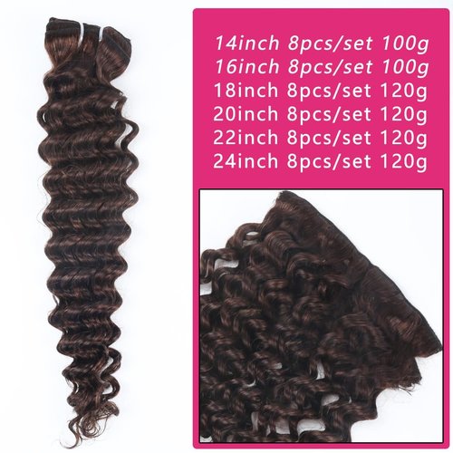 Clip in Hair Extensions Real Human Hair 14 Inch Remy Human Hair Extensions for Women Double Weft Seamless Clip ins Brazilian Deep Wave Curly Human Hair Extensions 8Pcs 100g 20 Clips Dark Brown