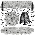 Halloween Black Lace Table Runner Spider Web Style - Indoor Decorations