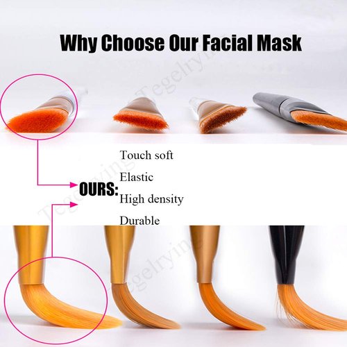 Tegelrying Facial Mask Brush,6 Pieces Soft Face Brushes Mud Mask Applicator Clear Handle for Applying Sleeping Mask,DIY Clay Mask,Body Lotion,Eye Peel Women Girls Makeup Tools,Gold and White