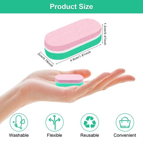 Diesisa Mini Nail Files Block, 100/180 Grit Sponge Nail Buffers for Acrylic Nails, Mini Buffing Block Double Sided for Manicure Tools 40 Count - Green/Pink