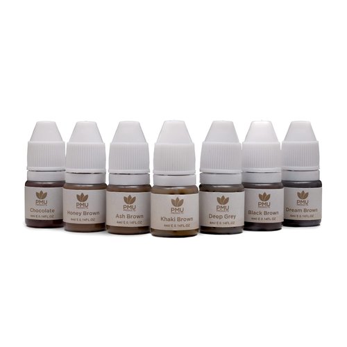 PMU Products Brow Pigment 7 Pack – Microblading Inks – Complete Set Of 7 Shades