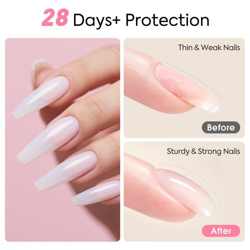 CANNI Rubber Base Gel Set - 6 Colors Milky White Clear Pink Nude Builder Nail Gel for Nail Strengthening, Soak Off UV LED for Natural Nails, DIY Manicure Salon Use Women & Girls