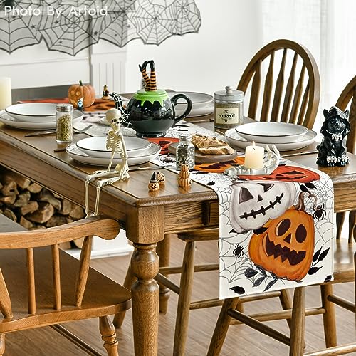 Halloween Table Runner 13x90 Inch Beige Polyester Home Party Decor