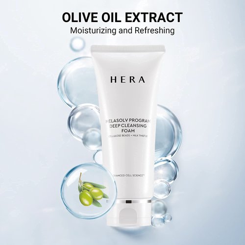 HERA Foaming Facial Cleanser – Professional Deep Cleansing Foam with Cellulose Beads and Milk Thistle – Antioxidant and Hydrating Foam Cleanser – For Bright and Soft Skin – 6.6 Ounce by Amorepacific