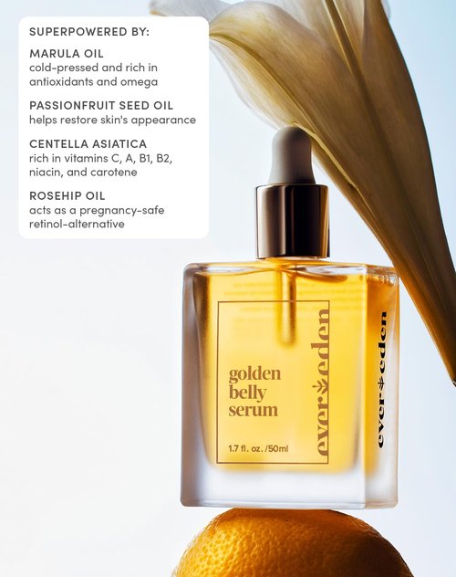 Evereden Golden Belly Serum - Clean & Vegan Pregnancy Oil | 1.7 fl oz Non-Toxic Stretch Mark Solution